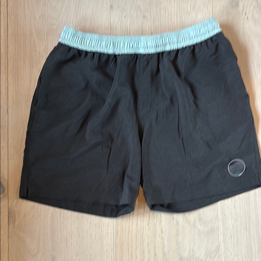Chubbies Workout Black Shorts with Light Blue Waistband
